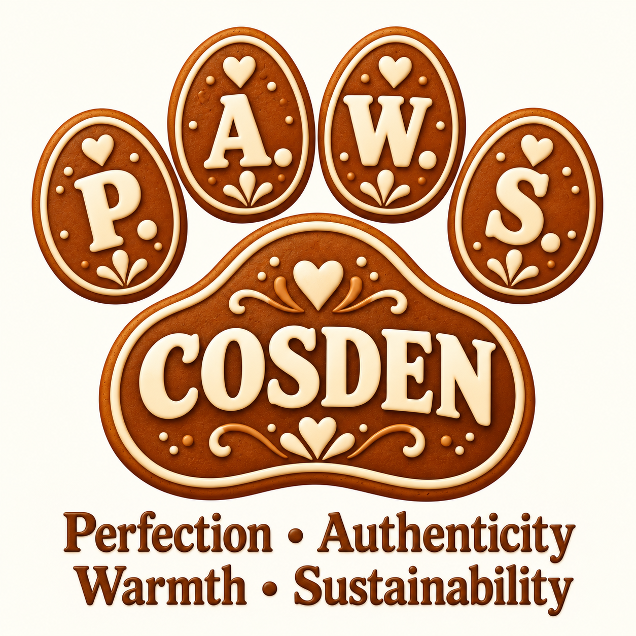 P.A.W.S. values — Perfection, Authenticity, Warmth, Sustainability